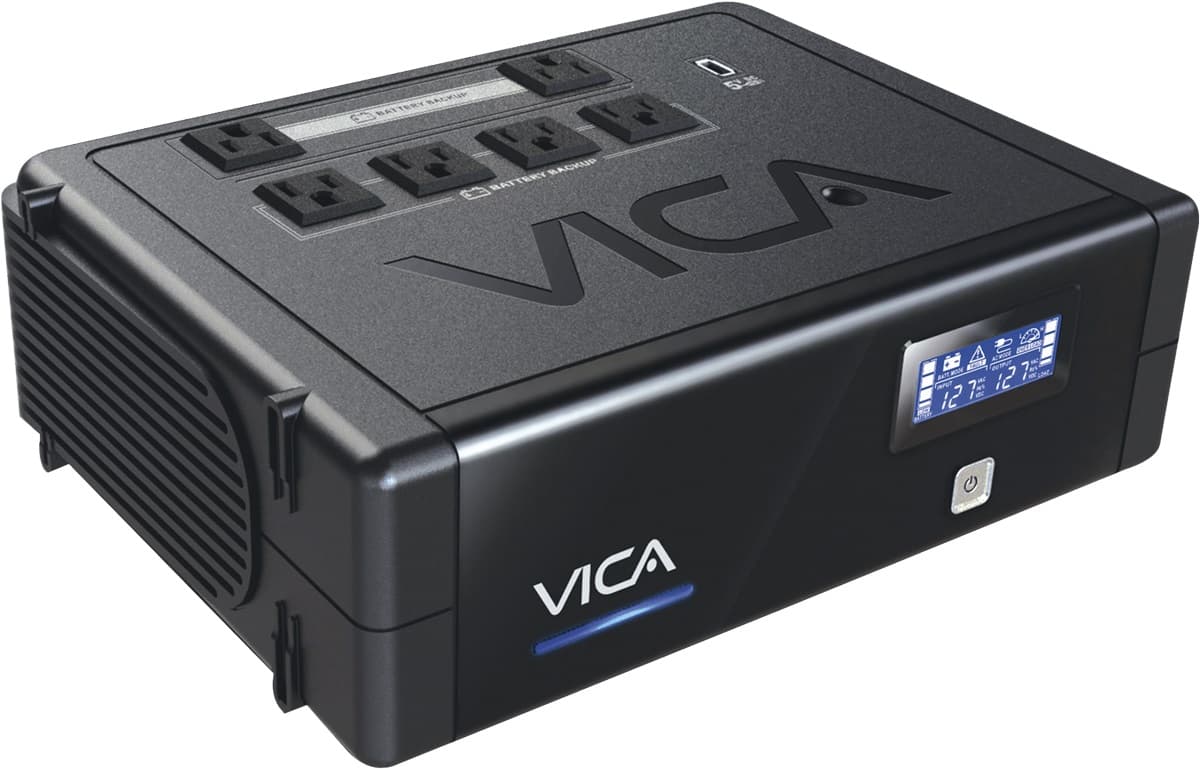 VICA No Break interactivo REV 700, 700VA/400W, 6 NEMA 5-15R protegidos, entrada 127VCA 60Hz, salida 110/120VCA, pantalla LCD, 1 Puerto USB para recarga