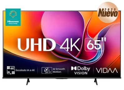 Hisense Televisor Hisense 65A65NV, 65 pulgadas, LED 4K UHD, 3840 x 2160 Pixeles, VIDAA SMART TV
