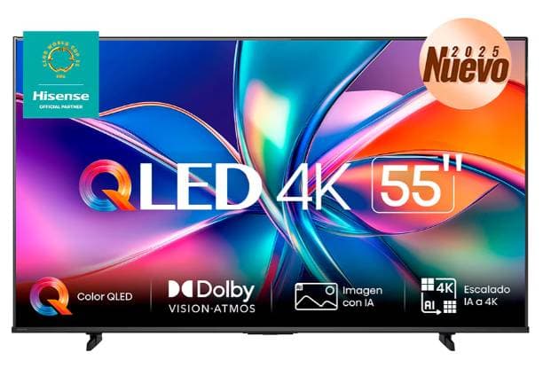 Hisense Televisor Hisense 55QD6QV, 55 pulgadas, QLED, QUANTUM DOT, 4K UHD, 3840 x 2160 Pixeles, VIDAA SMART TV