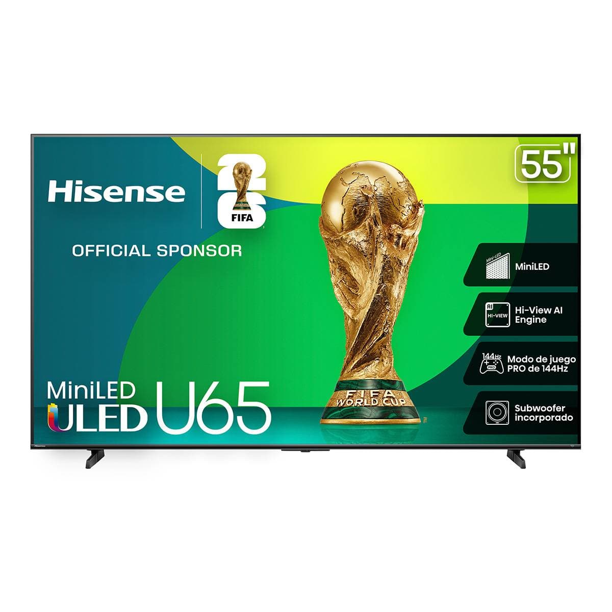 Hisense Televisor Hisense 55U65QFM, 55 pulgadas, MiniLED, QUANTUM DOT, 4K UHD, 3840 x 2160 Pixeles, FIRE SMART TV