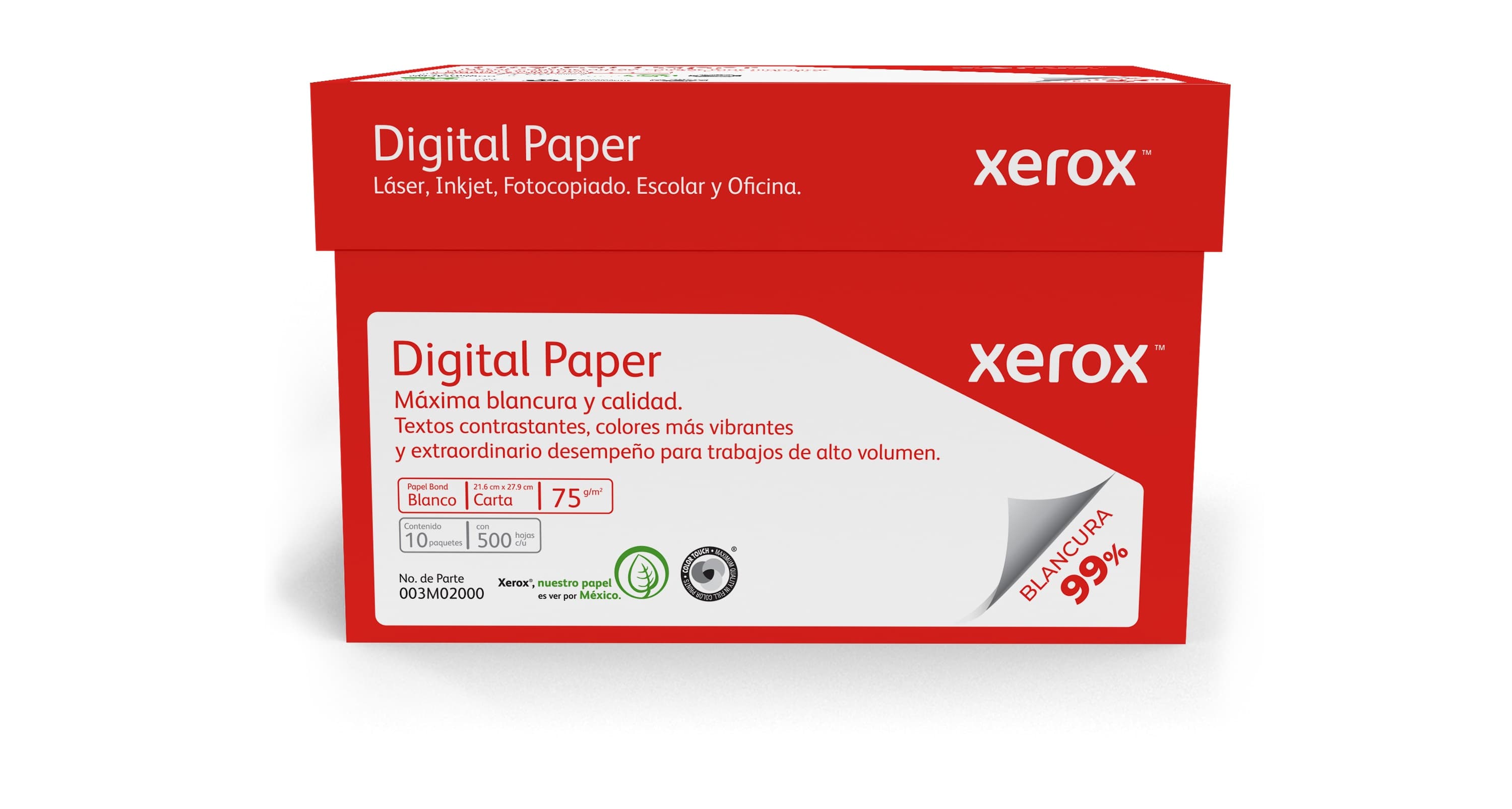 XEROX XEROX PAPEL DIGITAL ROJO CARTA 99% BLANCURA