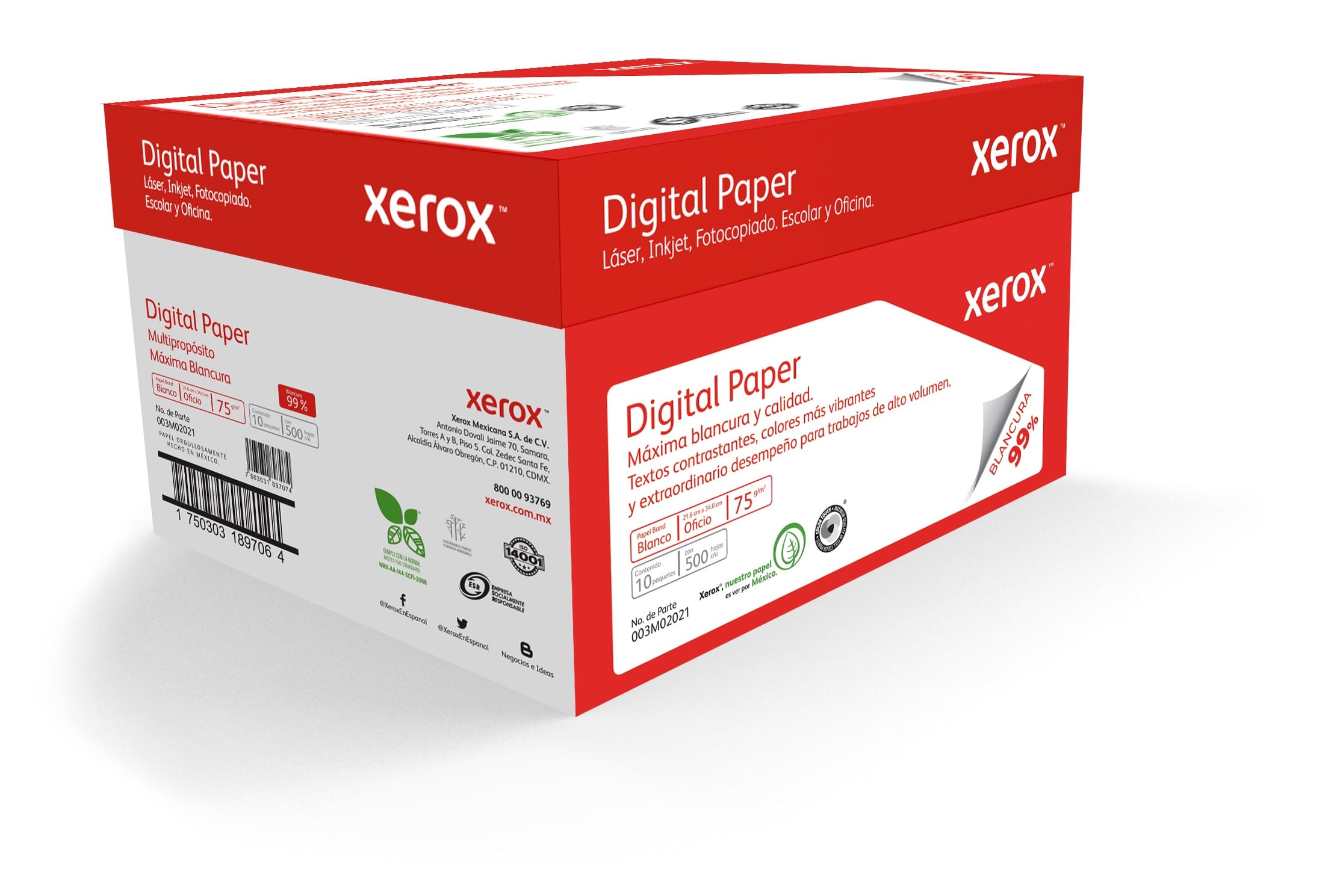 XEROX XEROX PAPEL DIGITAL ROJO OFICIO 99% BLANCURA
