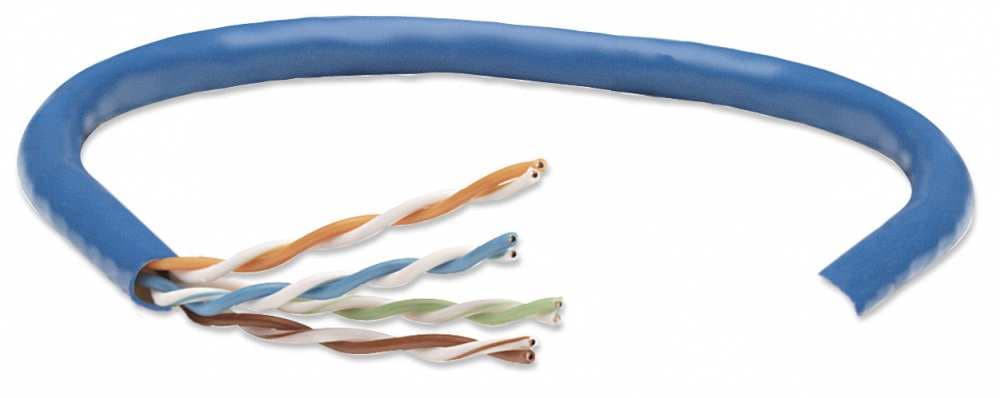 INTELLINET Bobina de cable de red UTP, Solida, 362344, Aluminio con recubrimiento de Cobre (CCA), 305m, CAT 5e, Color Azul, 4 pares, 24AWG