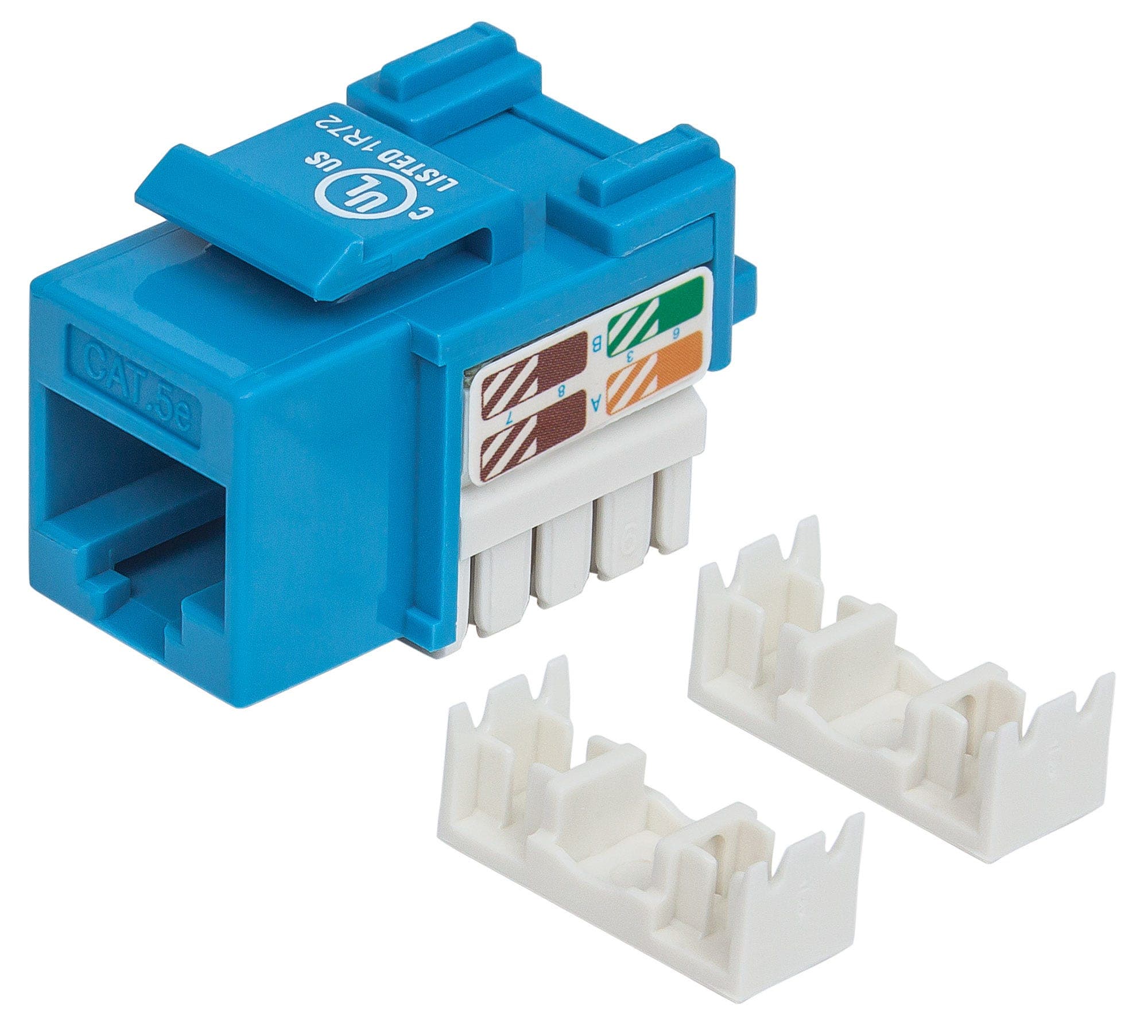 INTELLINET 210546 JACK RJ45 CAT5E KEYSTONE DE IMPACTO AZUL, Para uso con cable sin blindar (UTP) Cat5e, Compatible con herramientas de impacto 110 y Krone