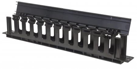 INTELLINET 714679 Organizador Horizontal de Cable para Montaje en Rack de 19 pulgadas, 1U, con Cubierta, Negro