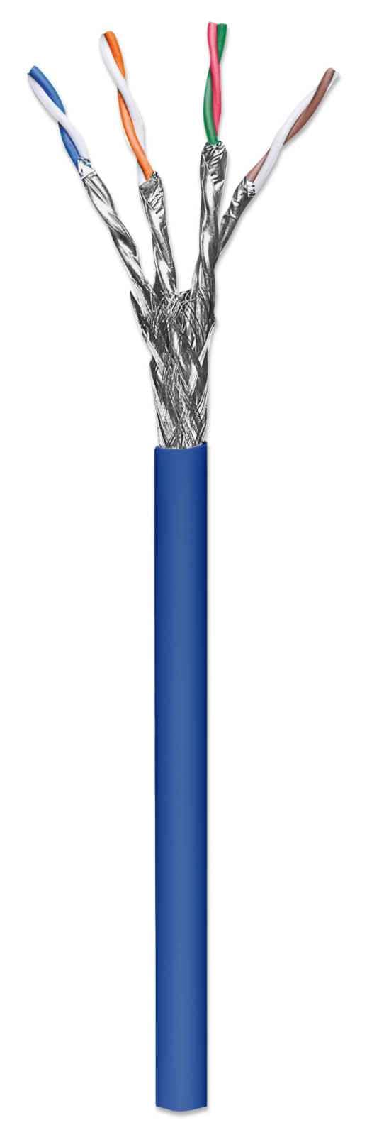 INTELLINET Bobina de cable de red SFTP, Solida, 705042, 100% Cobre, 305 m, CAT 6a, Color Azul, 4 pares, 24 AWG