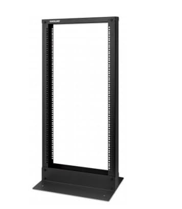 INTELLINET Rack de piso, 2 postes, 19, 22U, Carga estática máxima de 200 kg (440 lbs.), Negro, Acero, INTELLINET 715966