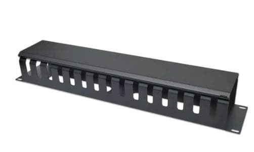 INTELLINET 716062 Organizador de Cable para Montaje en Rack de 19 pulgadas, 2Unidades con Cubierta, Negro.Diseñado para instalación en rack de 19"