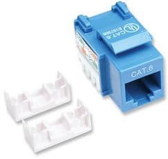 INTELLINET 210737 JACK RJ45 CAT6 KEYSTONE DE IMPACTO AZUL, Para uso con cable sin blindaje (UTP) Cat6, Compatible con herramientas de impacto 110 y Krone.