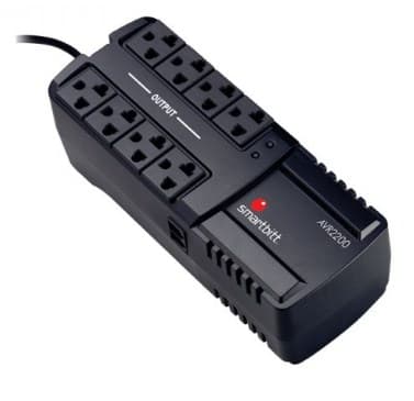 SMARTBITT Regulador SMARTBITT SBAVR2200, 8, Negro, Hogar y Oficina, 2200 VA, 1100 W