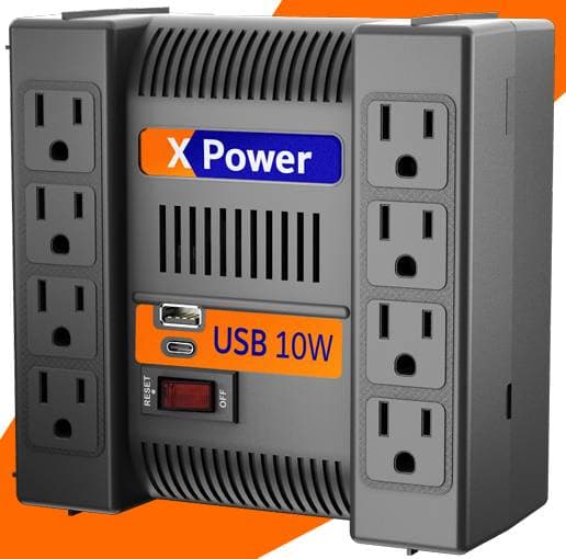 COMPLET Regulador de Voltaje, Complet, Modelo ERV-9-002, Regulador de Voltaje con supresor integrado. XPOWER 1300 USB. 1,300VA. 650W. 504J. 8 contactos.