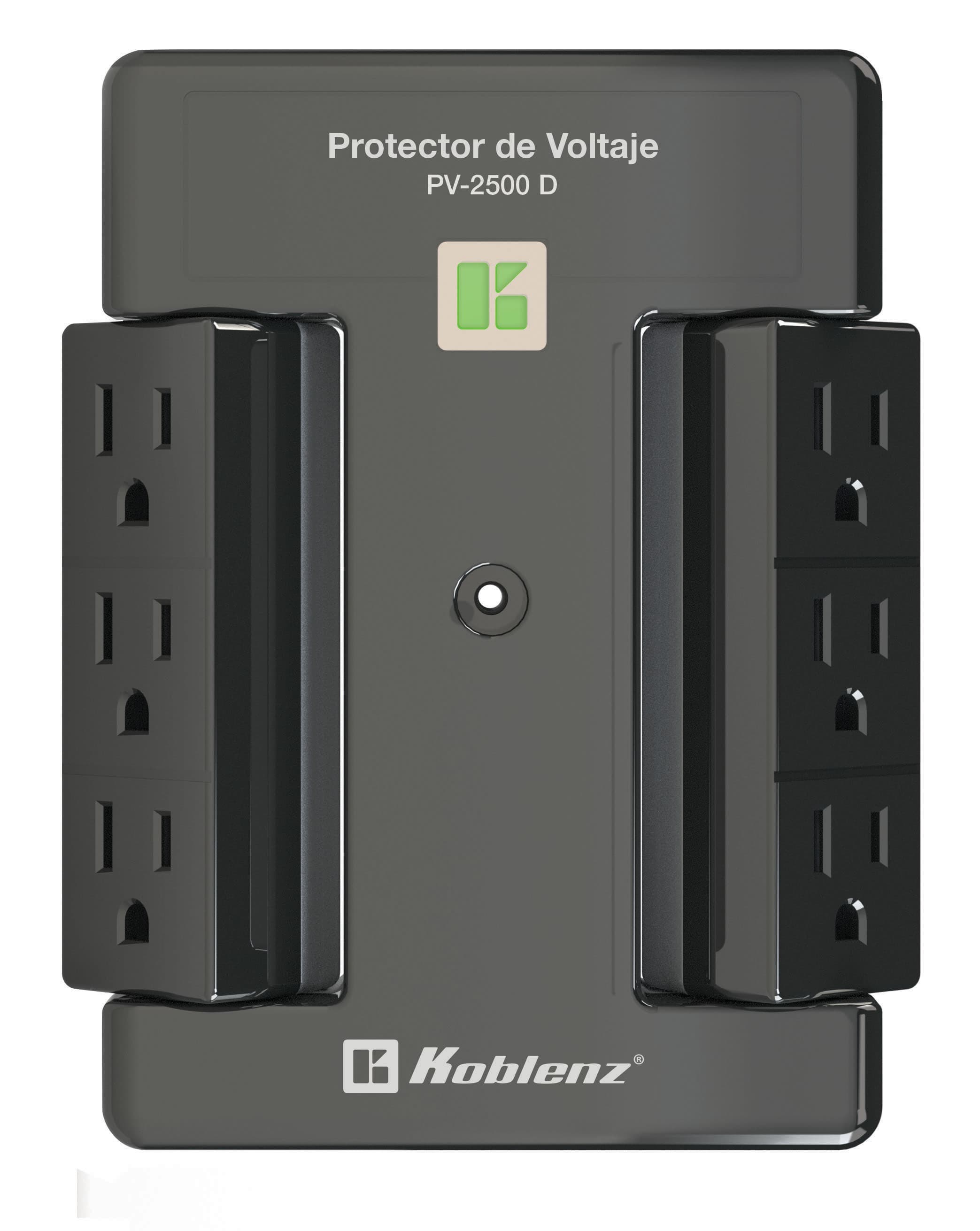 KOBLENZ Protector de voltaje, 2500 VA /2000 W, 6 cont KOBLENZ PV-2500 D, Negro, 2500 VA, 2000 W
