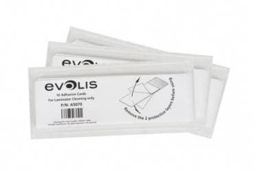 EVOLIS Tarjetas Adhesivas para Laminador EVOLIS A5070, Color blanco, Limpiador