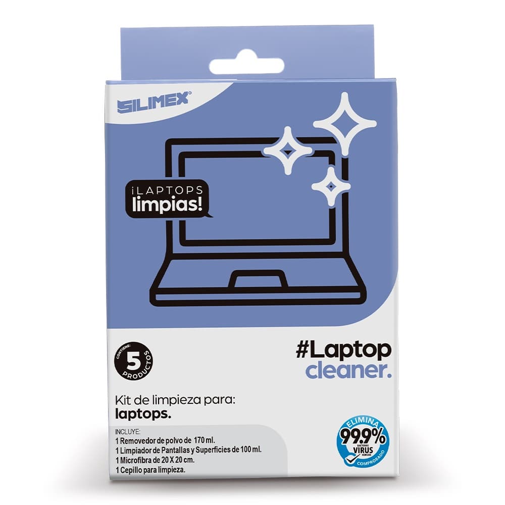 SILIMEX LAPTOP CLEANER, limpiador de laptops. Kit especializado en la limpieza y mantenimiento de laptops. Fórmula sin alcohol y de limpieza ultra rápida.