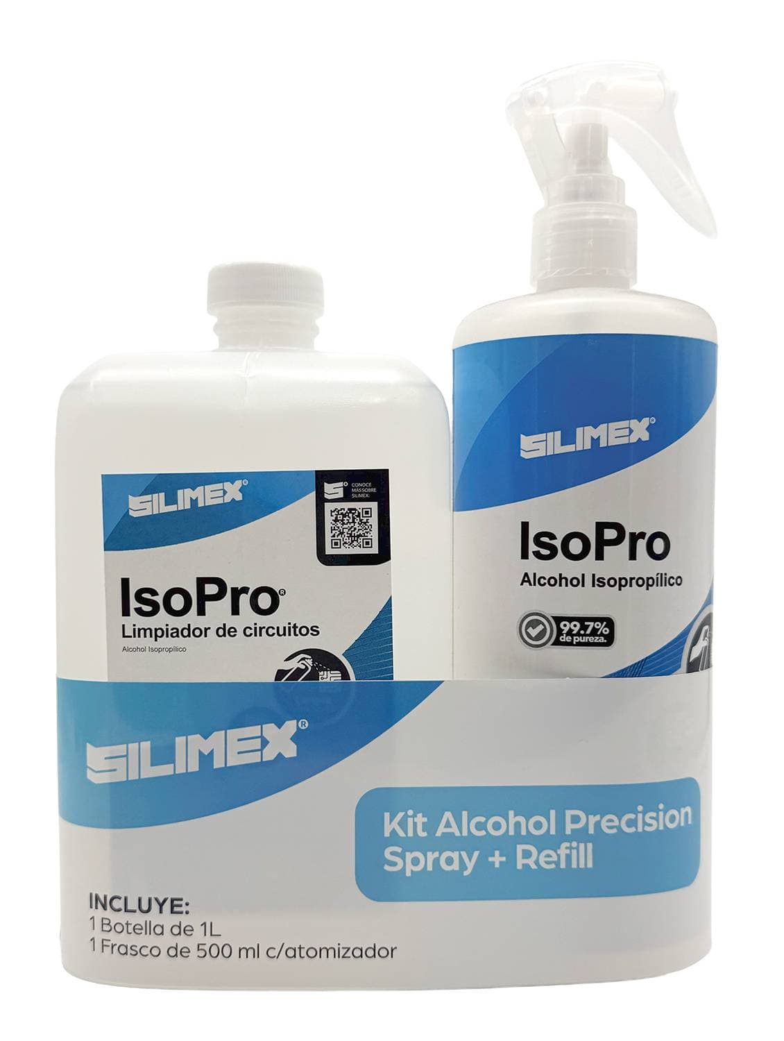 SILIMEX Kit Silimex Alcohol Isopropilico Refil 1 Lt + Alcohol iso Mini-Trigger precision spray 500 ml (CY-P)