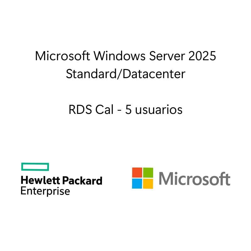 Hewlett Packard Enterprise LTU de Microsoft Windows Server 2025 con servicio de escritorio remoto 5 usuarios CAL WW