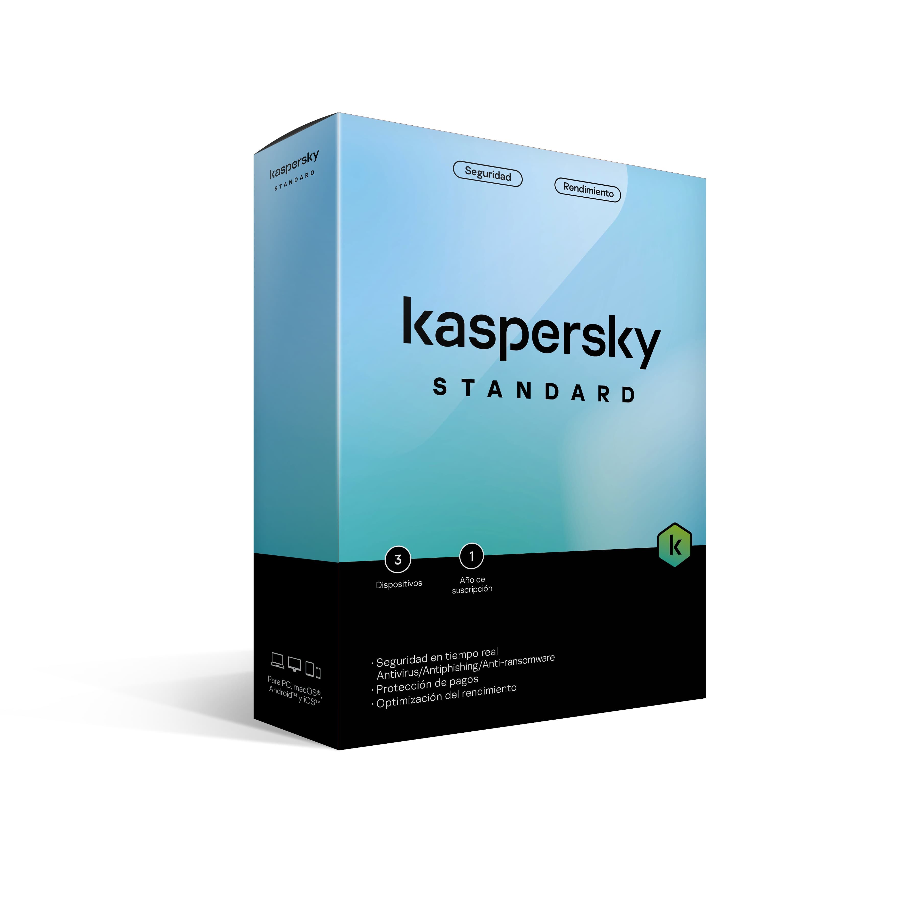 KASPERSKY KASPERSKY STANDARD 3 DISPOSITIVOS 1 AÑO (ANTI-VIRUS)