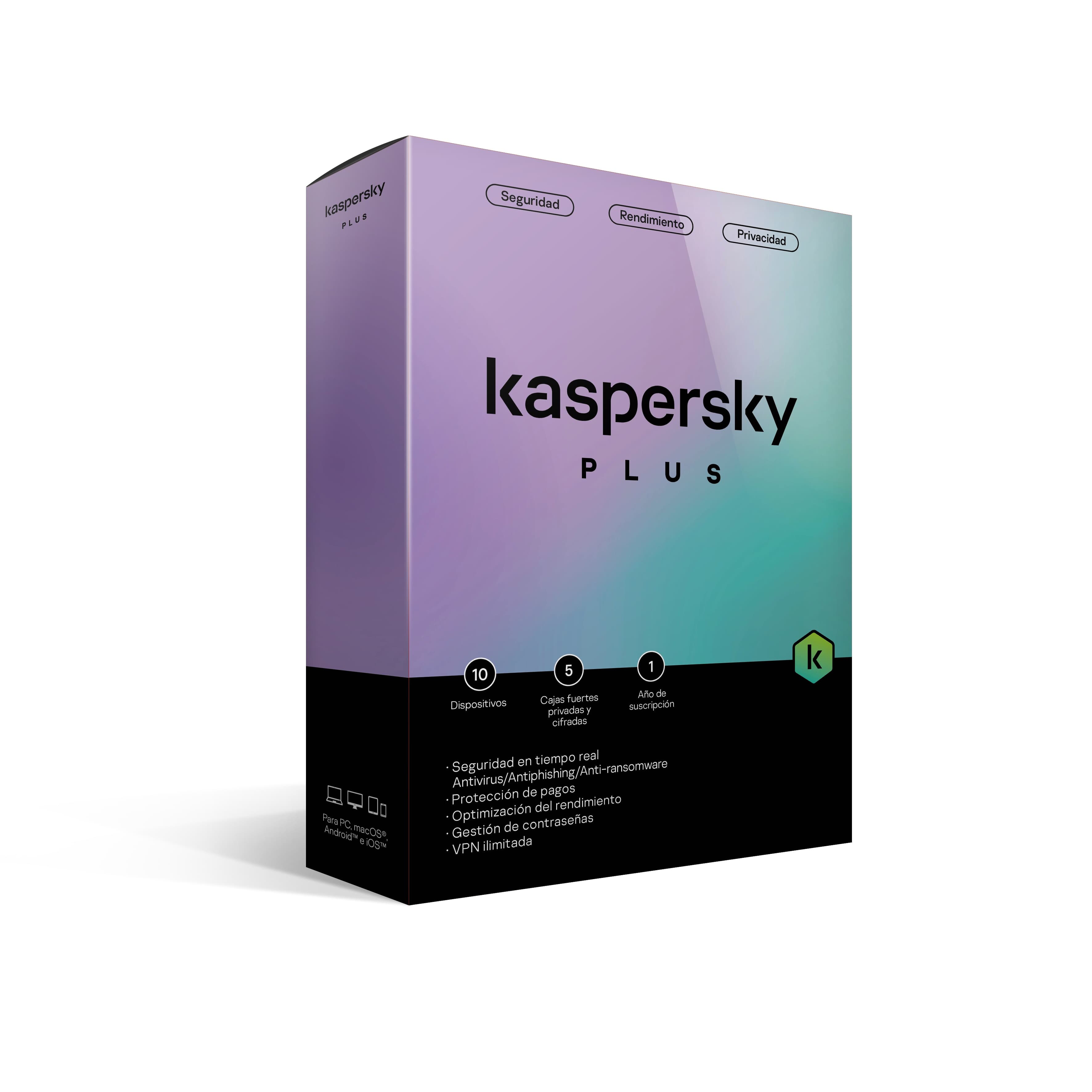 KASPERSKY Kaspersky Plus 10 Dispositivos 1 Año (Internet Security)