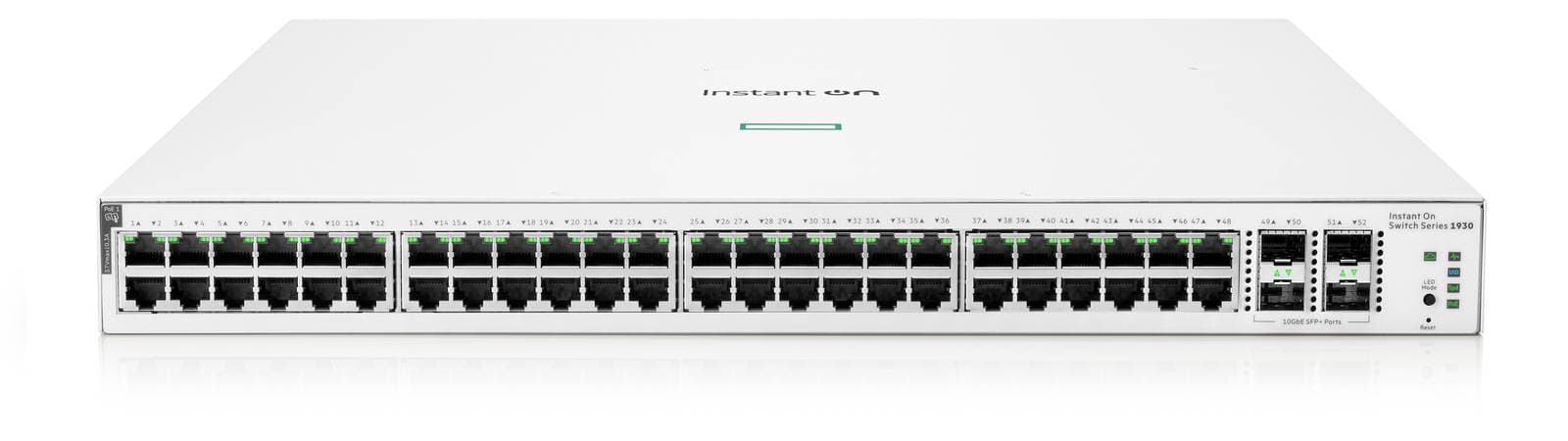 Hewlett Packard Enterprise Switch HPE Instant On 1930 Gigabit Ethernet, 48 puertos PoE Clase 4 370 W, 4SFP+ 10GbE (JL686B)