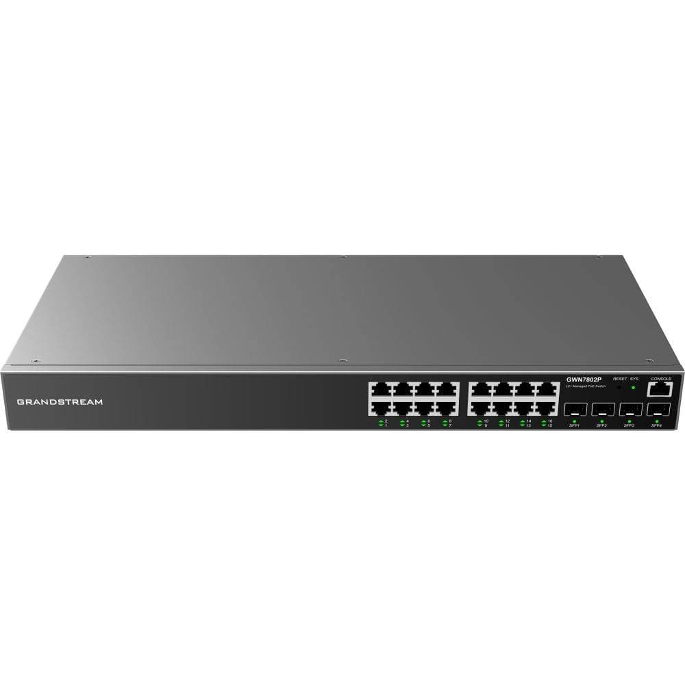 GRANDSTREAM Switch Gigabit Ethernet Administrable de 16 puertos PoEc + 4 Puertos SFP Uplink, hasta 240W de salida, compatible con GWN Cloud.