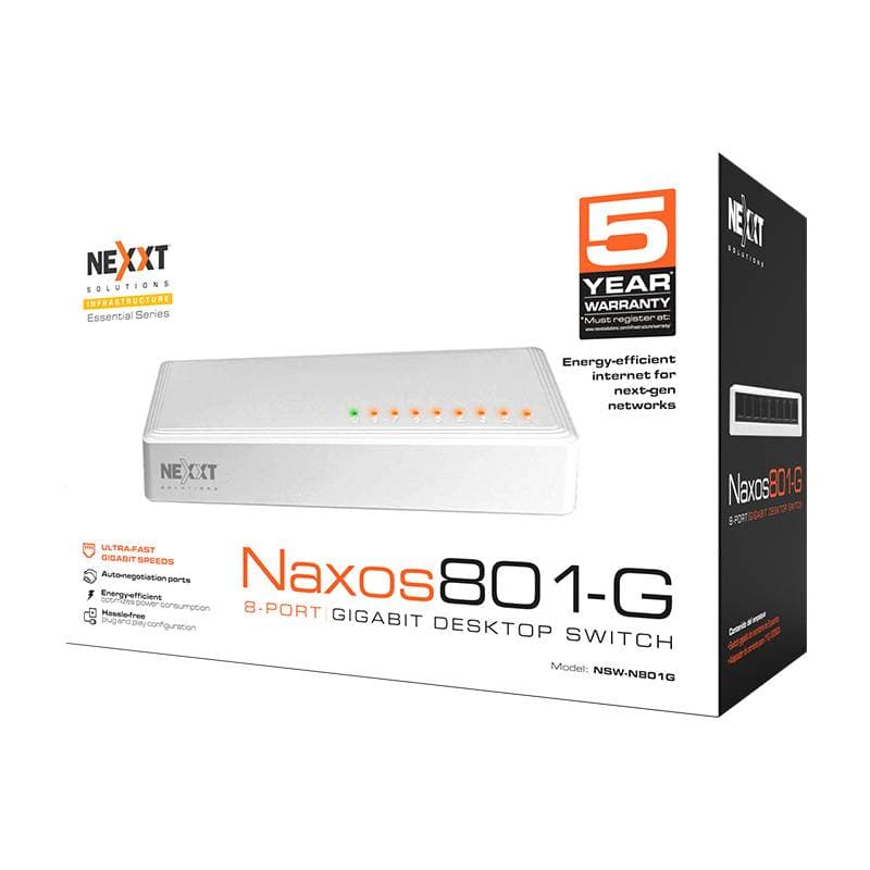 NEXXT Switch Nexxt Essential de 8 puertos Gigabit, 1 Gbps, 110/220 V