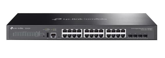 TP-LINK Switch administrable L3(SG5428X) 24 puertos Gigabit RJ45 y 4 ranuras SFP+ de 10 Gbps,1 puerto de consola RJ45, 1 puerto de consola USB tipo C, 1 puerto US