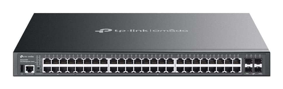 TP-LINK Switch administrable tipo Lite L3, Gigabit (SG5452XMPP) 48 puertos RJ45 10/100/1000 Mbps (8 PoE++, 40 PoE+), 4 ranuras SFP+ de 1/10 Gbps**,1 puerto USB 2.