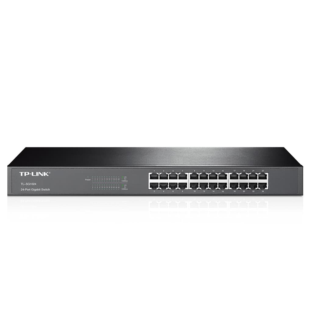TP-LINK Switch TP-LINK, Negro, 10/100/1000 Mbps, 24ptos, Rack