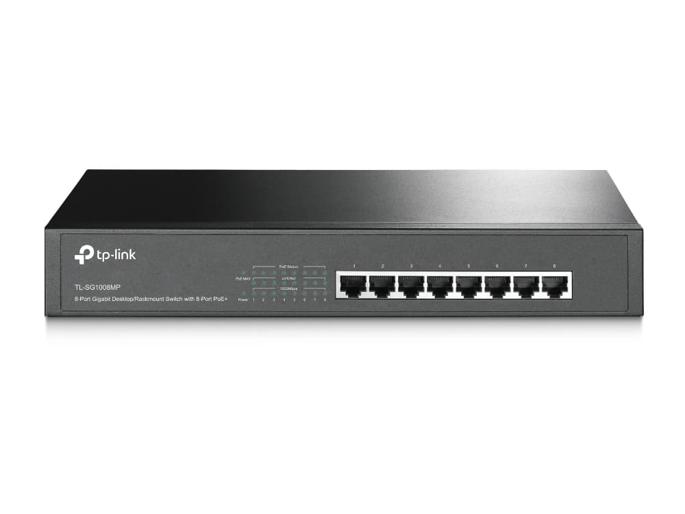 TP-LINK Switch Gigabit TP-Link No administrable POE (TL-SG1008MP) , Negro, 126W, 8 puertos