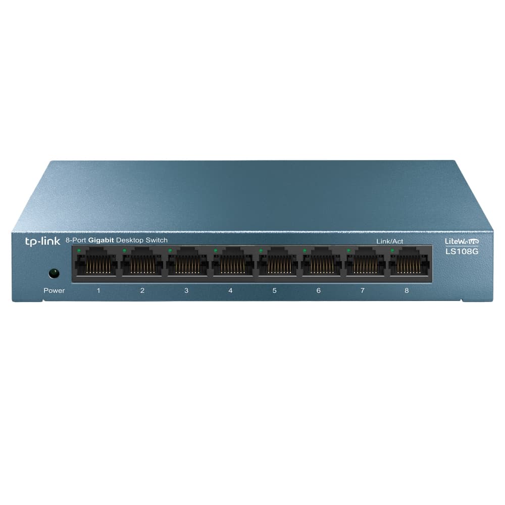 TP-LINK SWITCH DE 8 PUERTOS GIGABIT TP-LINK LS108G PARA ESCRITORIO PLUG AND PLAY CON CARCASA DE ACERO