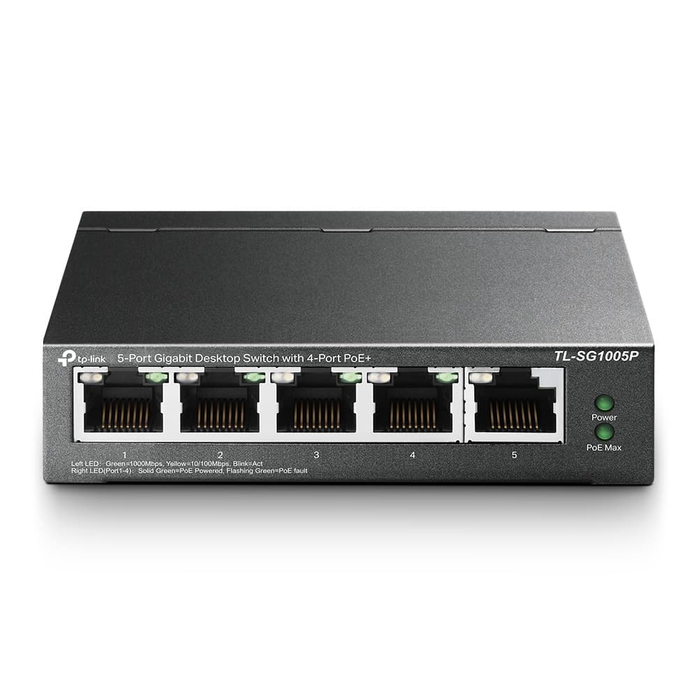 TP-LINK Switch no administrable (TL-SG1005P) de (5) puertos 10/100/1000 Mbps, (4) Puertos POE +