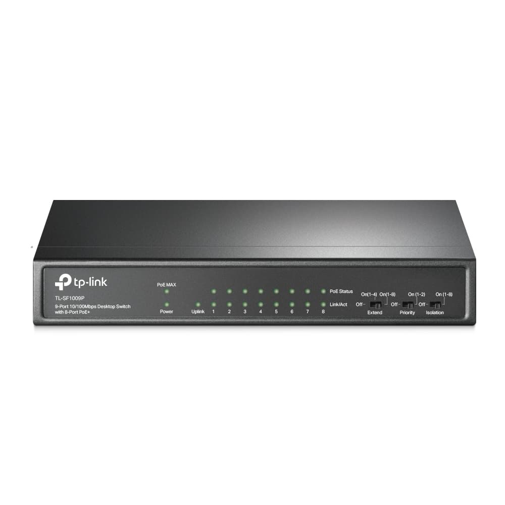 TP-LINK Switch de escritorio de 9 puertos a 10 / 100Mbps con 8 puertos PoE+