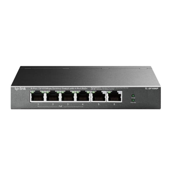 TP-LINK Switch de escritorio de 6 puertos a 10/100 Mbps con 4 puertos PoE+