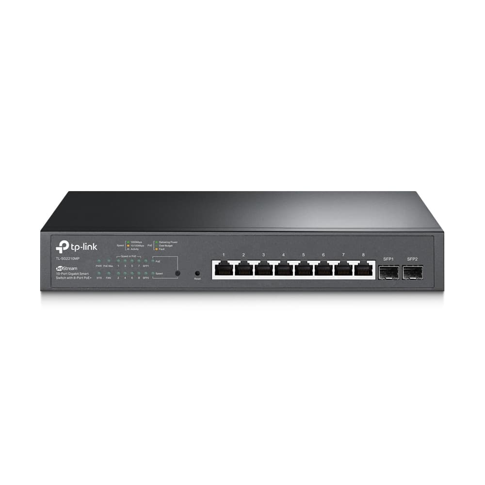 Omada Switch TP-LINK SG2210MP, administrable OMADA POE de 8 puertos 10/100/1000 Mbps 802.3at / af POE+ y 2 Gigabit SFP