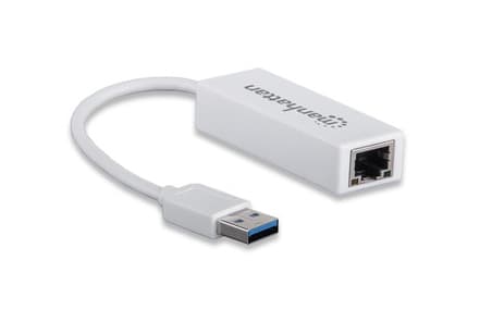 MANHATTAN 506847 Adaptador USB 3.0 a RJ-45 GB Ethernet, Agrega una conexión de red Gigabit de alta velocidad a computadoras potátiles.