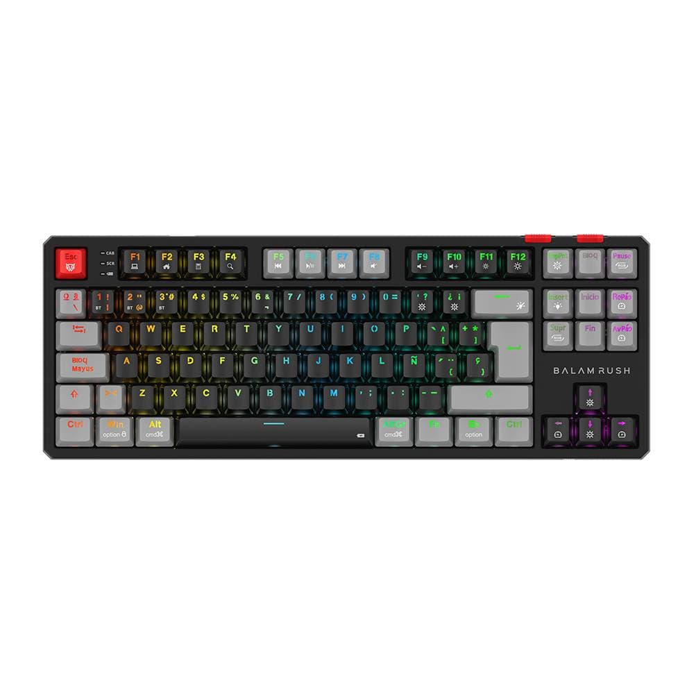 Balam Rush Teclado Gamer Inalámbrico LEVEL PRO GK990 Balam Rush Legend Series Conecta hasta 5 Dispositivos, Color Negro/Gris. BR-940672