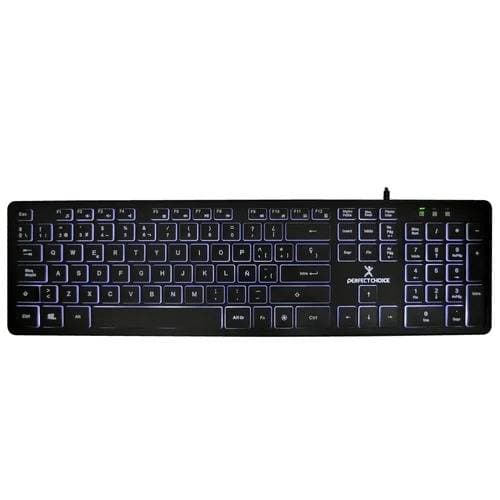 PERFECT CHOICE Teclado Alámbrico SLIM PC-201304 PERFECTCHOICE con iluminación blanca Backlight
