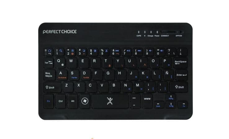 PERFECT CHOICE Mini Teclado Inalámbrico Bluetooth Universal Ultra delgado Color Negro | PERFECT CHOICE