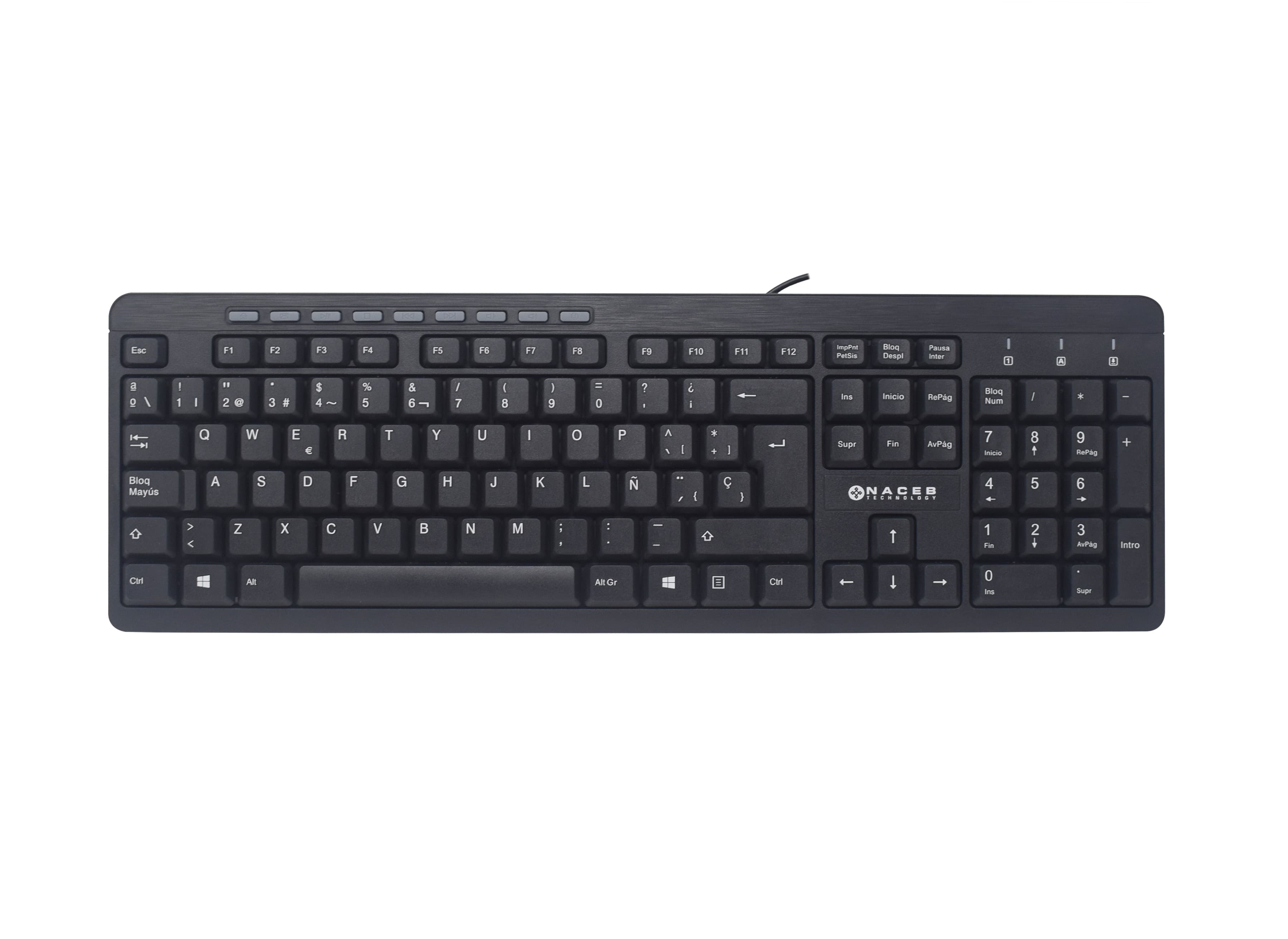 Naceb Technology Teclado Multimedia Naceb Technology NA-0109, Estándar, Negro, Alámbrico