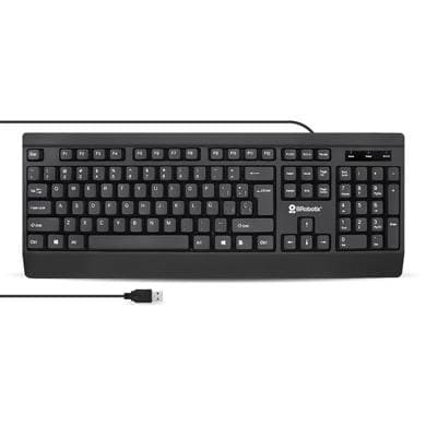 BROBOTIX Teclado, USB, QWERTY, Universal, alámbrico, antiderrames, ultra silencioso, en Español, negro, BROBOTIX 6007181