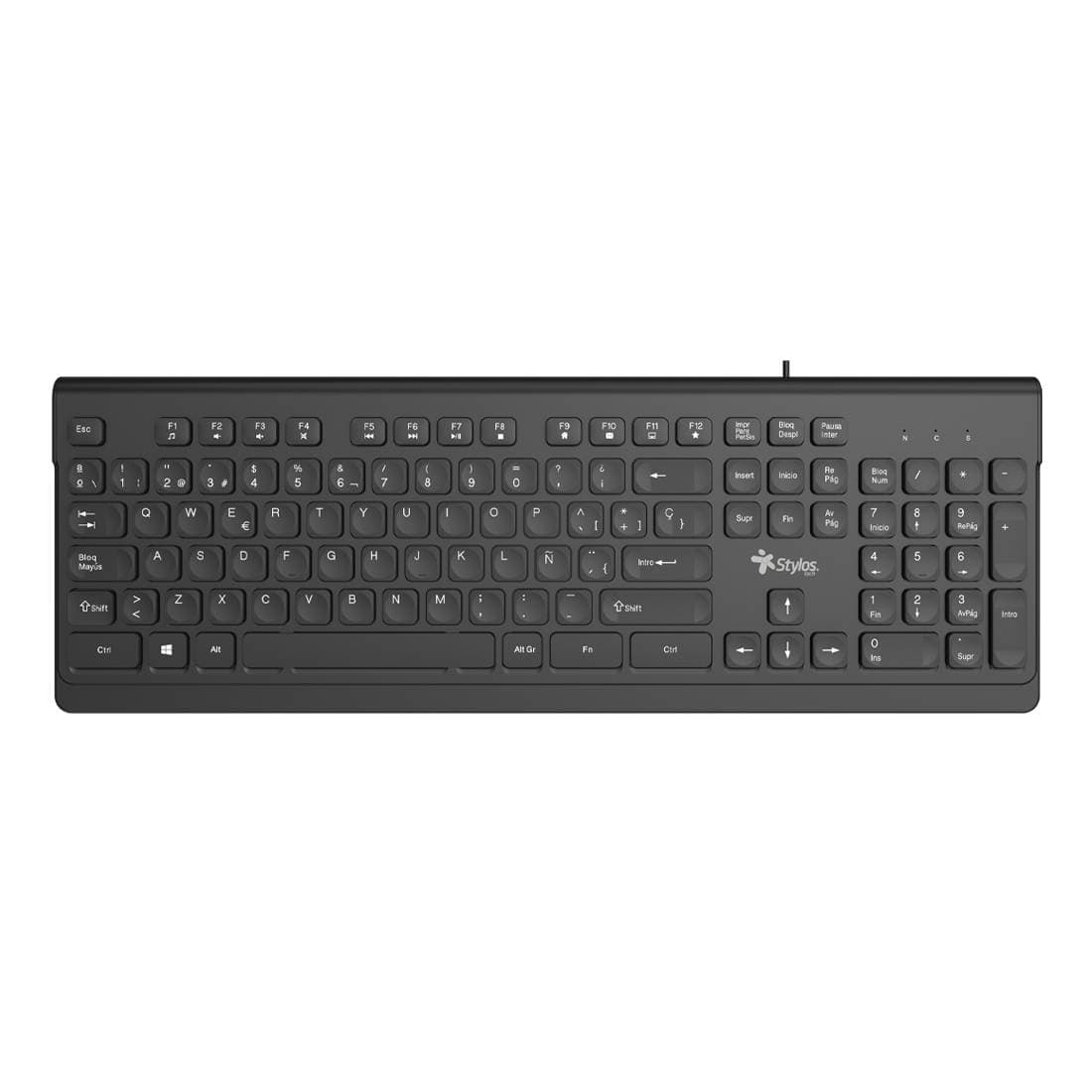 Stylos Teclado Alámbrico Stylos STPTEC6B Membrana 100% 104 Teclas Conexión USB A 1.5m Negro