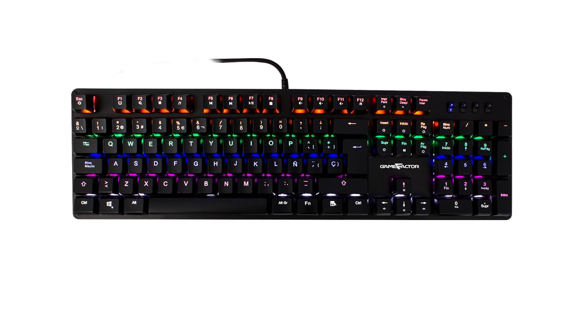 GAME FACTOR TECLADO MECÁNICO GAME FACTOR KBG400, RETROILUMINADO, SWITCH BLUE, USB, ROSA