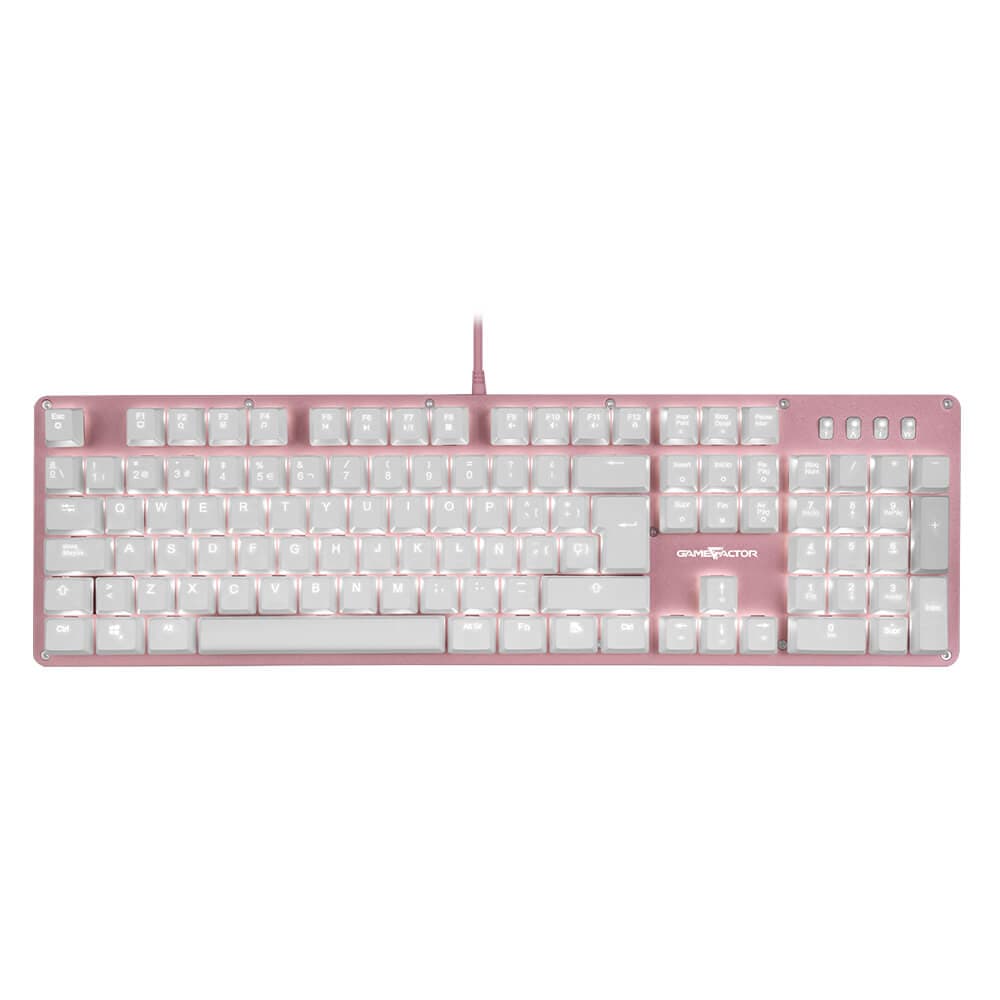 GAME FACTOR Teclado Mecánico Game Factor KBG400-PK-RD, Switch Red, USB, Rosa y Rojo