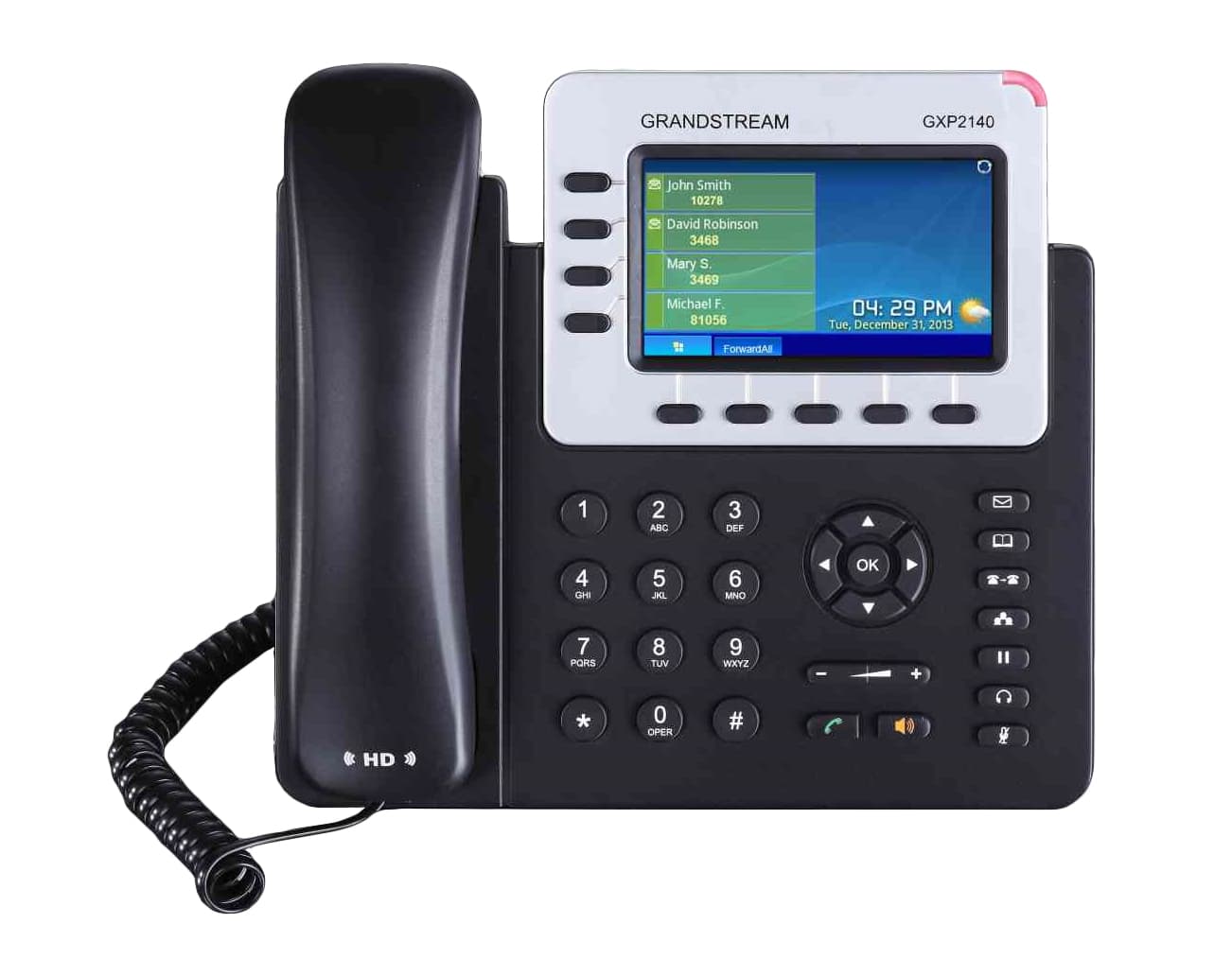 Grandstream Teléfono IP de 4 líneas con 4 cuentas SIP, Gigabit con Poe, conferencia de 5 vías, SIP, Bluetooth, incluye su fuente de alimentación