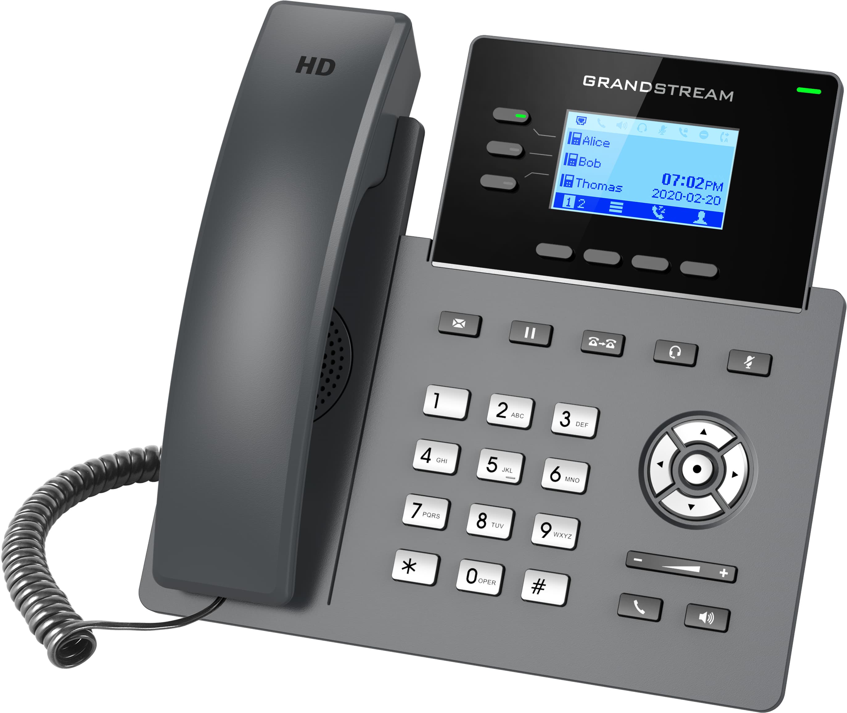 GRANDSTREAM Teléfono IP de 3 líneas con 6 cuentas SIP, conferencia de 5 vías, GDMS, Gigabit Sin Poe pero SI incluye su fuente de alimentación