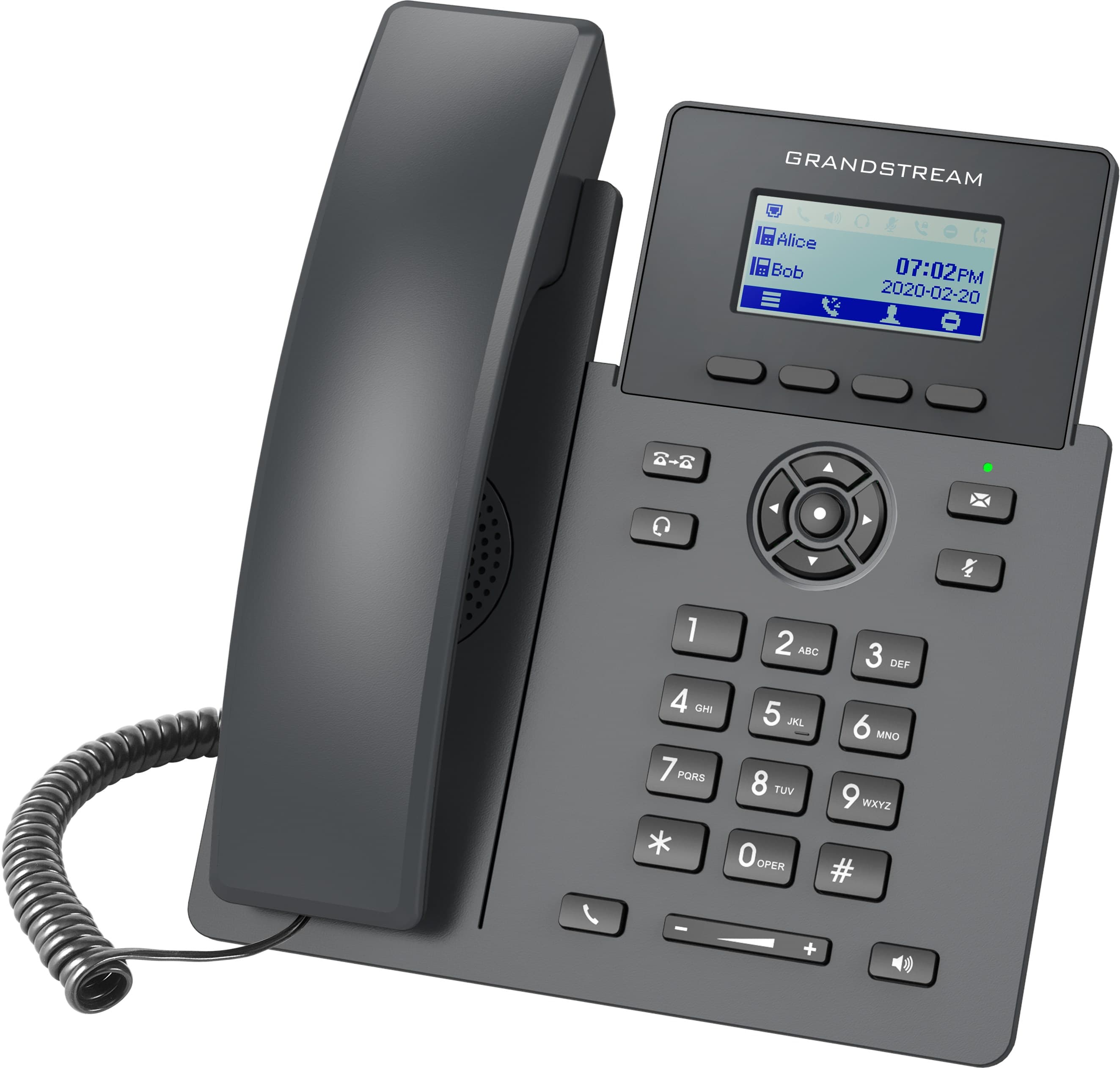 Grandstream Teléfono IP de 2 líneas con 2 cuentas SIP, conferencia de 5 vías, Ethernet Sin Poe pero SI incluye su fuente de alimentación
