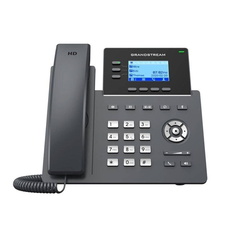 GRANDSTREAM Teléfono IP de 3 líneas con 6 cuentas SIP, conferencia de 5 vias, GDMS, Gigabit con Poe pero NO incluye su fuente de alimentación