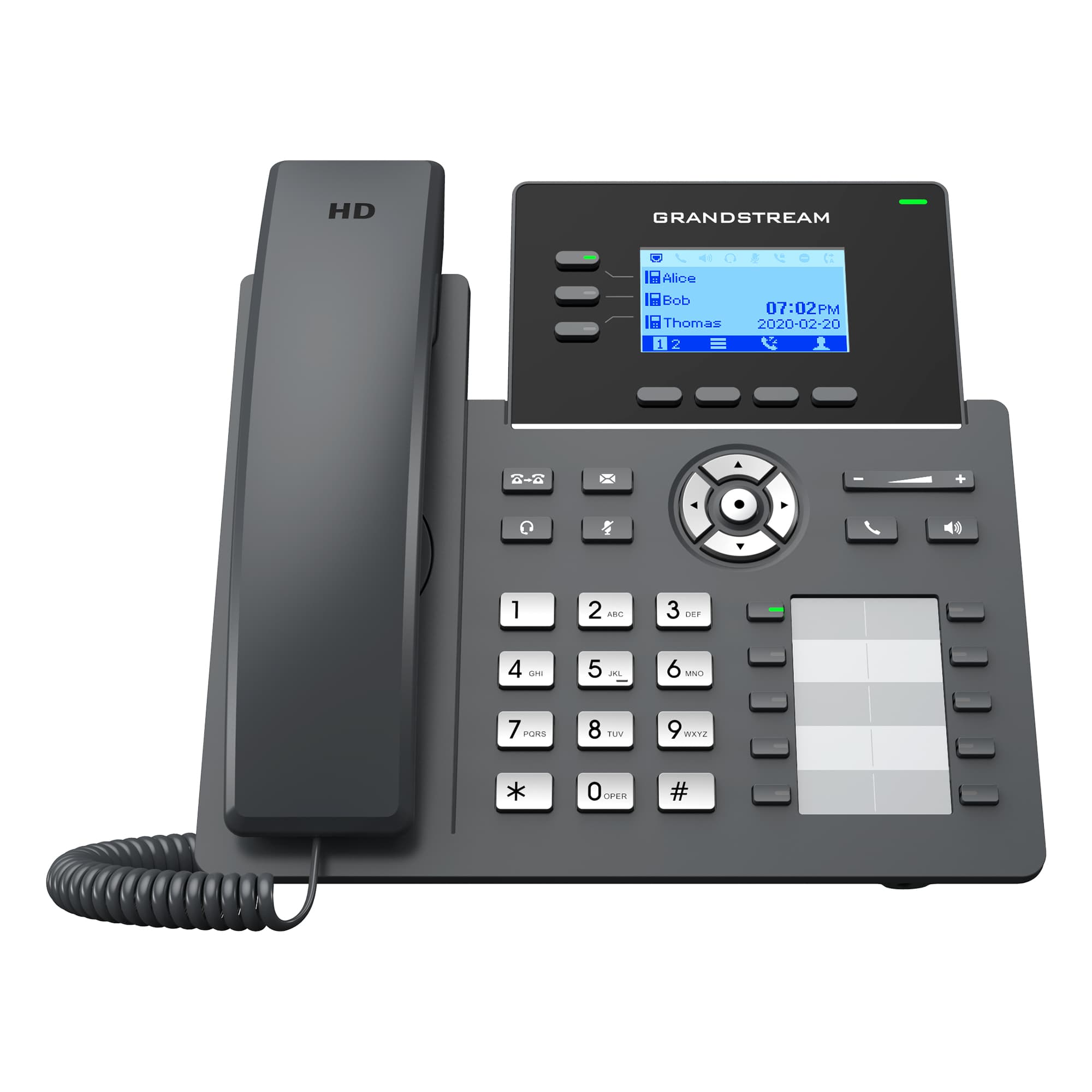 GRANDSTREAM Teléfono IP de 3 líneas con 6 cuentas SIP, conferencia de 5 vías, GDMS, Gigabit con Poe pero NO incluye su fuente de alimentación