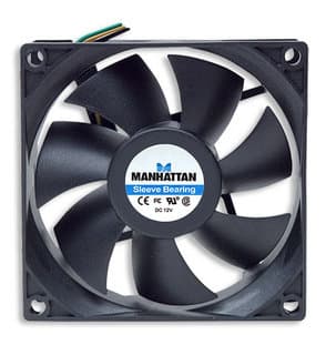 MANHATTAN 700955 Ventilador para Fuentes de Poder / Gabinetes, 80 mm, 3 pines, rodamientos tipo sleeve otorga una operación confiable y tranquila