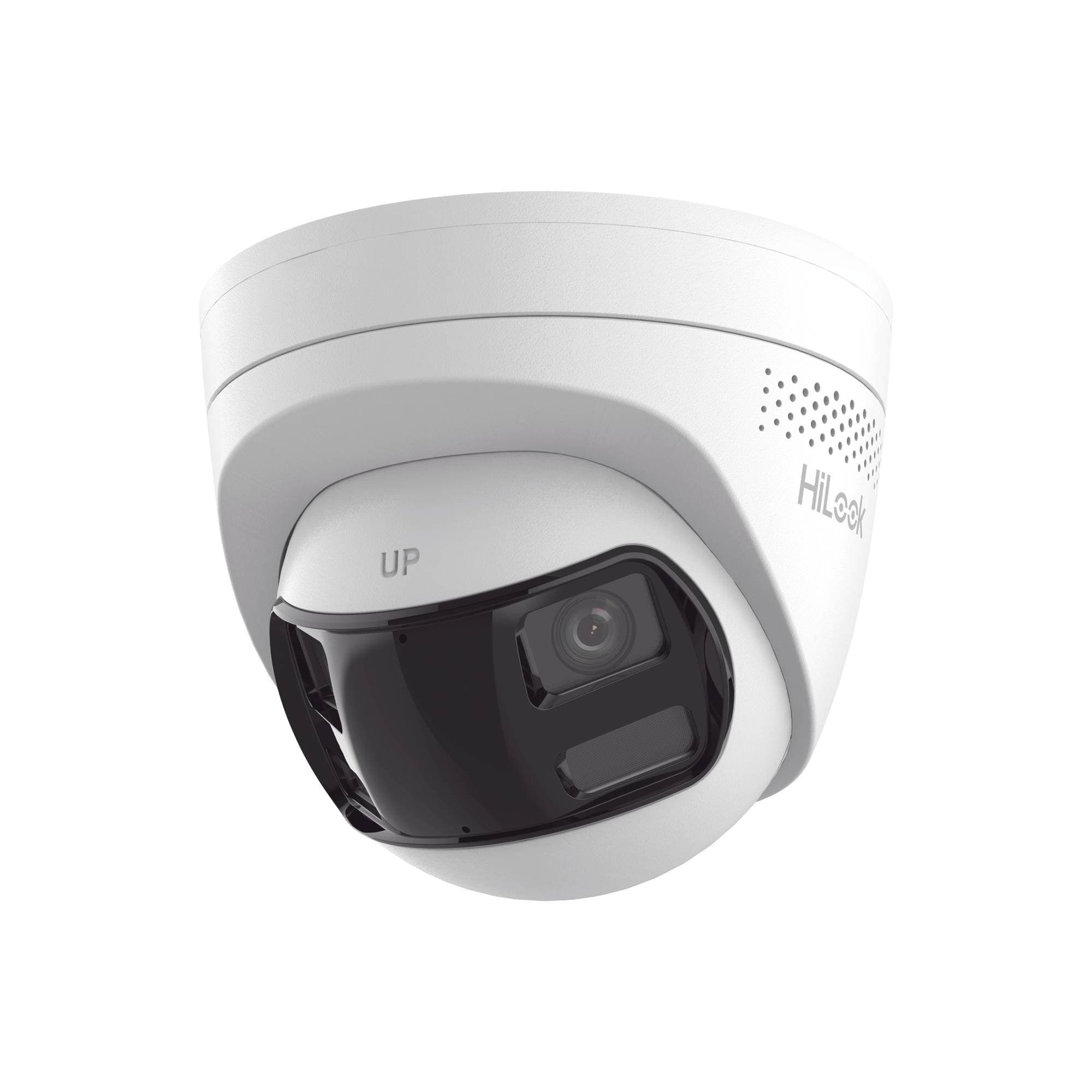 HiLook by HIKVISION Turret IP 8mp/ Imagen Panorámica 180°/ PoE/ IP67/ Audio Bidireccional/ Alarma Visual y Auditiva Integrada / Smart Supplement Light / Micro SD 512 GB